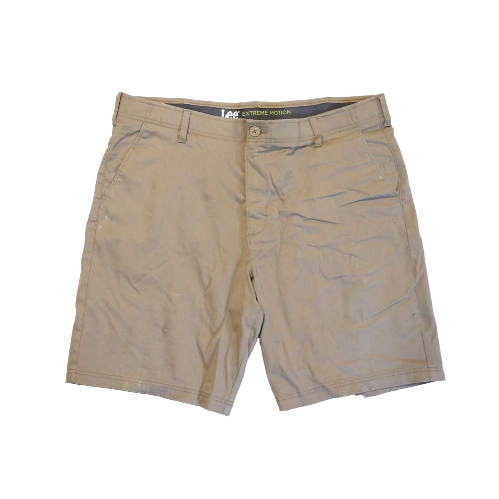 Lee Extreme Motion Mens 40 Khaki Tan Chino Shorts Stretch Cotton Chino